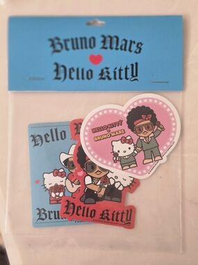Bruno Mars x Hello Kitty Sticker Set - Pink, Blue & Red